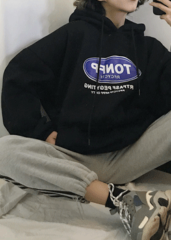 [당일배송] 톤트 프린팅 여성 오버핏 기모 후드티셔츠